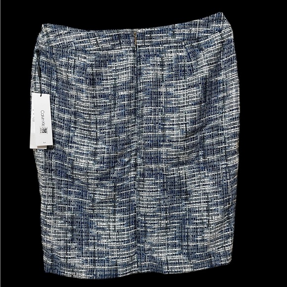 Calvin‎ Klein Tweed Skirt NWT | Women’s Size 14 | Blue White Bouclé - Picture 3 of 8